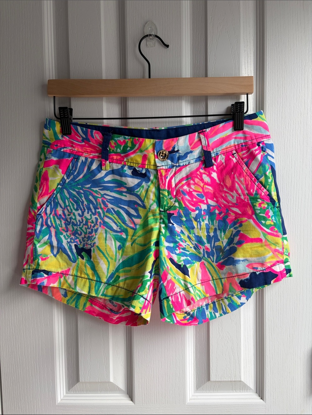 Lilly Pulitzer Callahan Shorts Floral Print Cotton Colorful Size 0 Resort Travel